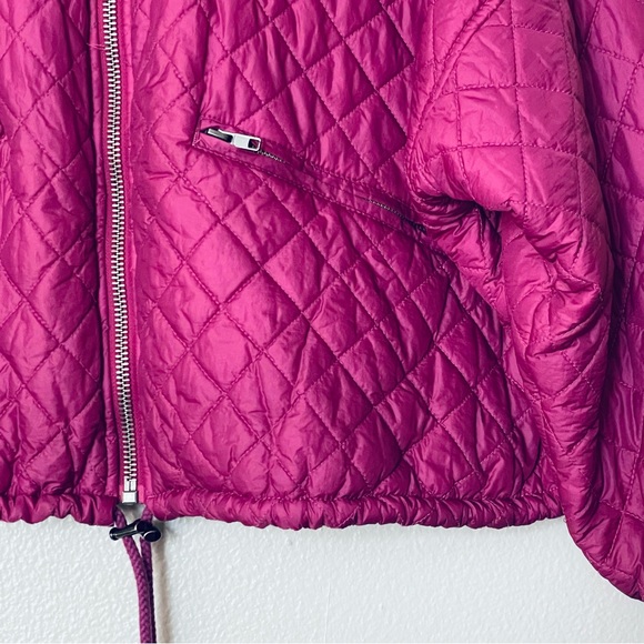 Free People Easy Quilted Pink Bomber Jacket Size Medium - Picture 6 of 8